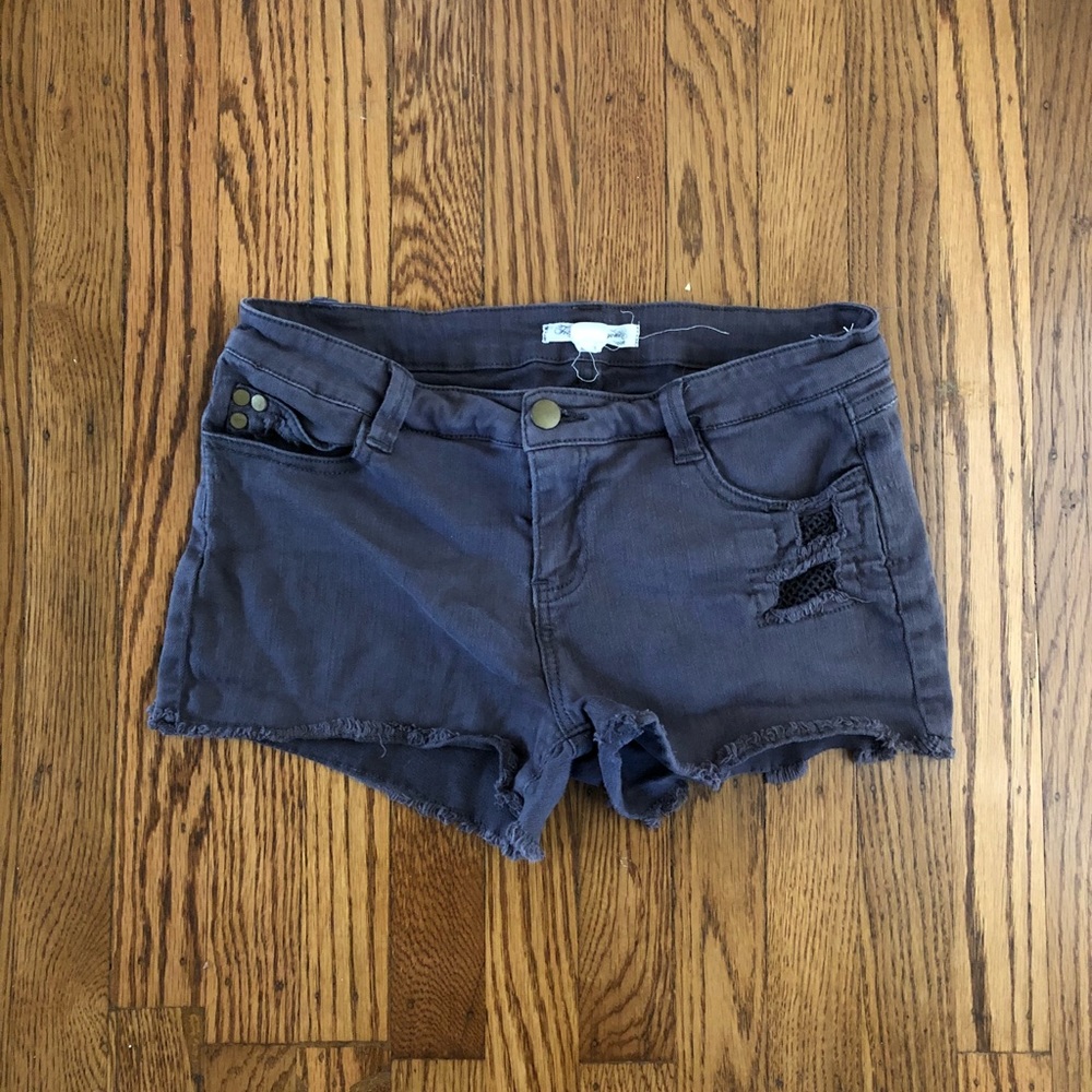 Gray distressed shorts